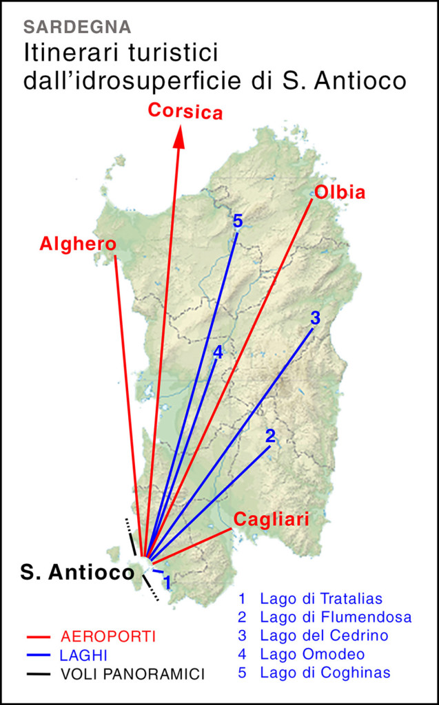 Routes from S. Antioco, Sardinia.